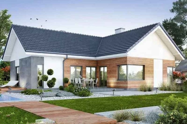 Nhà cấp 4 hình chữ L giúp tối ưu không gian diện tích sử dụng